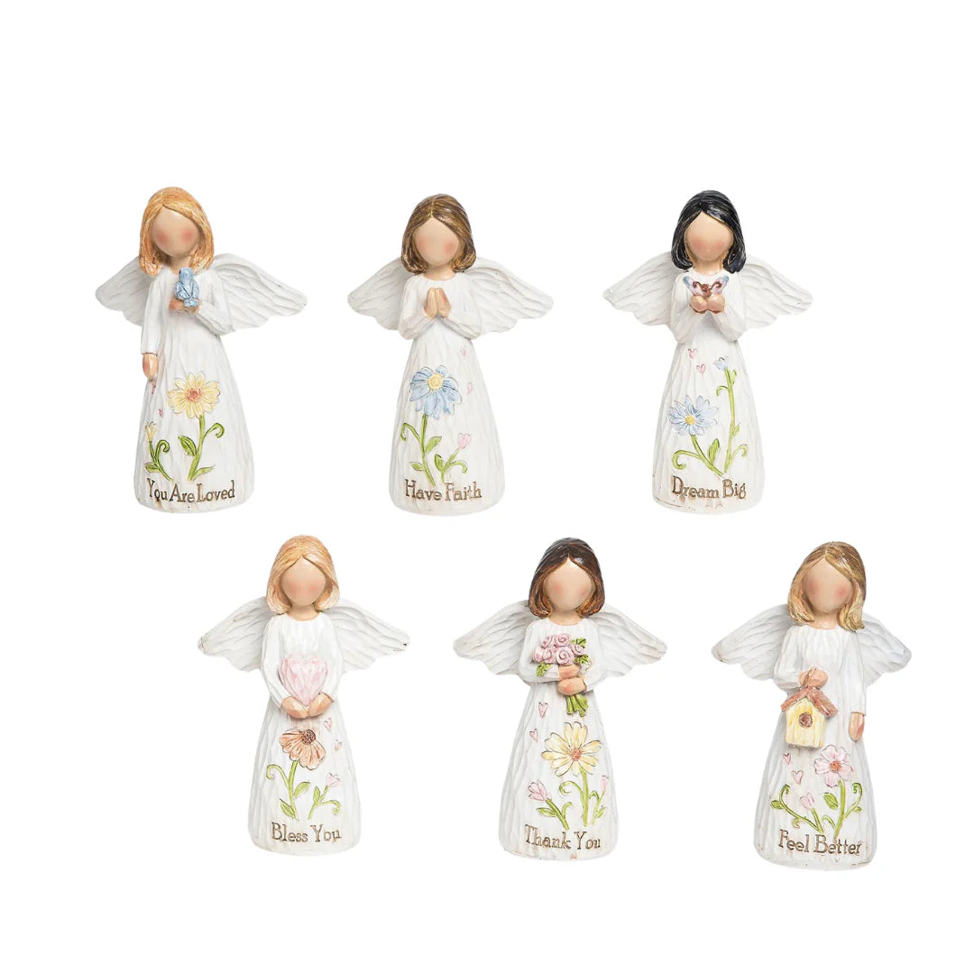 Resin Flower Angel with Sentiment, 6 Assorted (sold individually)