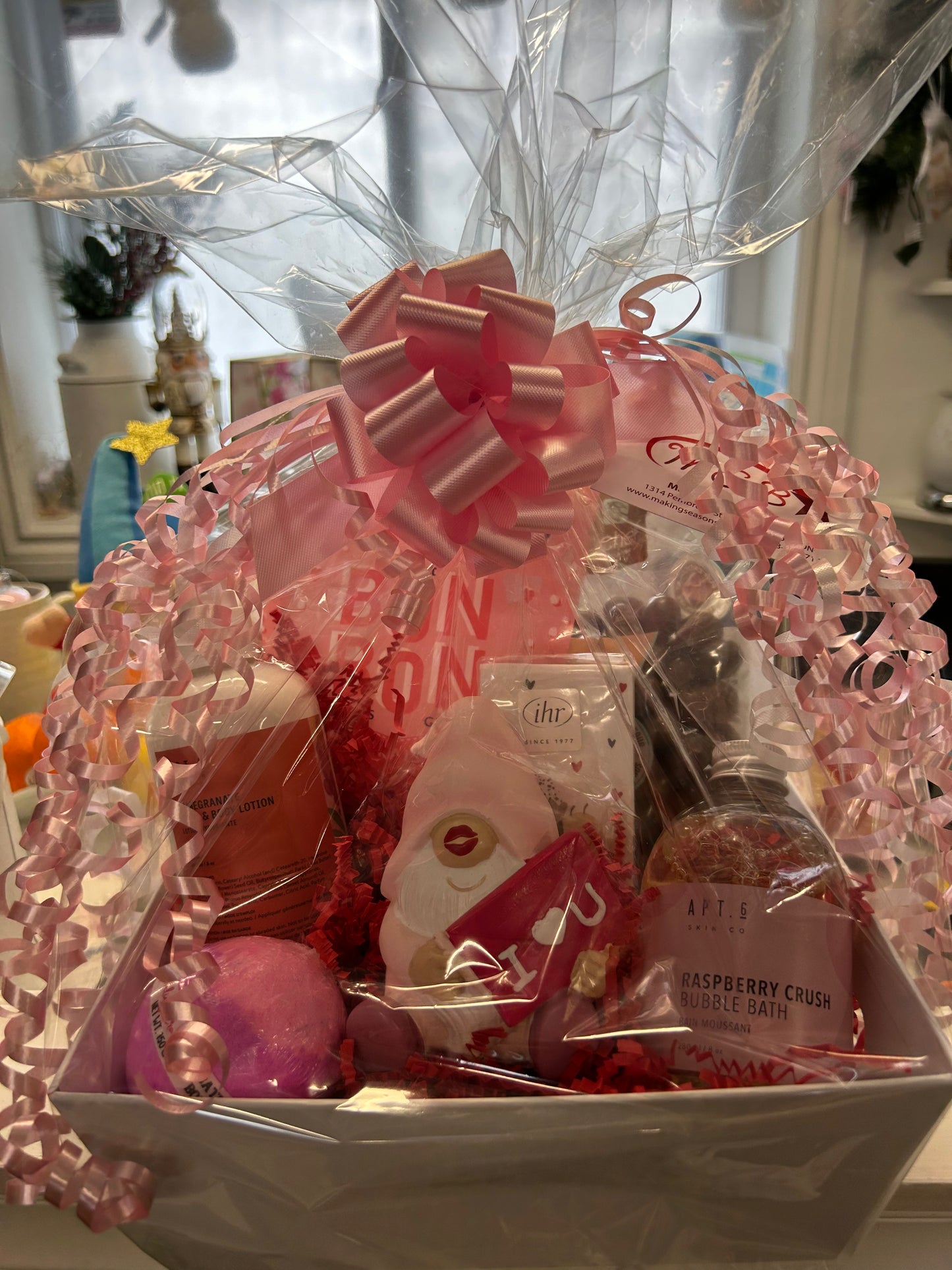 Valentine’s Day Gift Basket with Gnome, Bath & Body Treats & Sweets