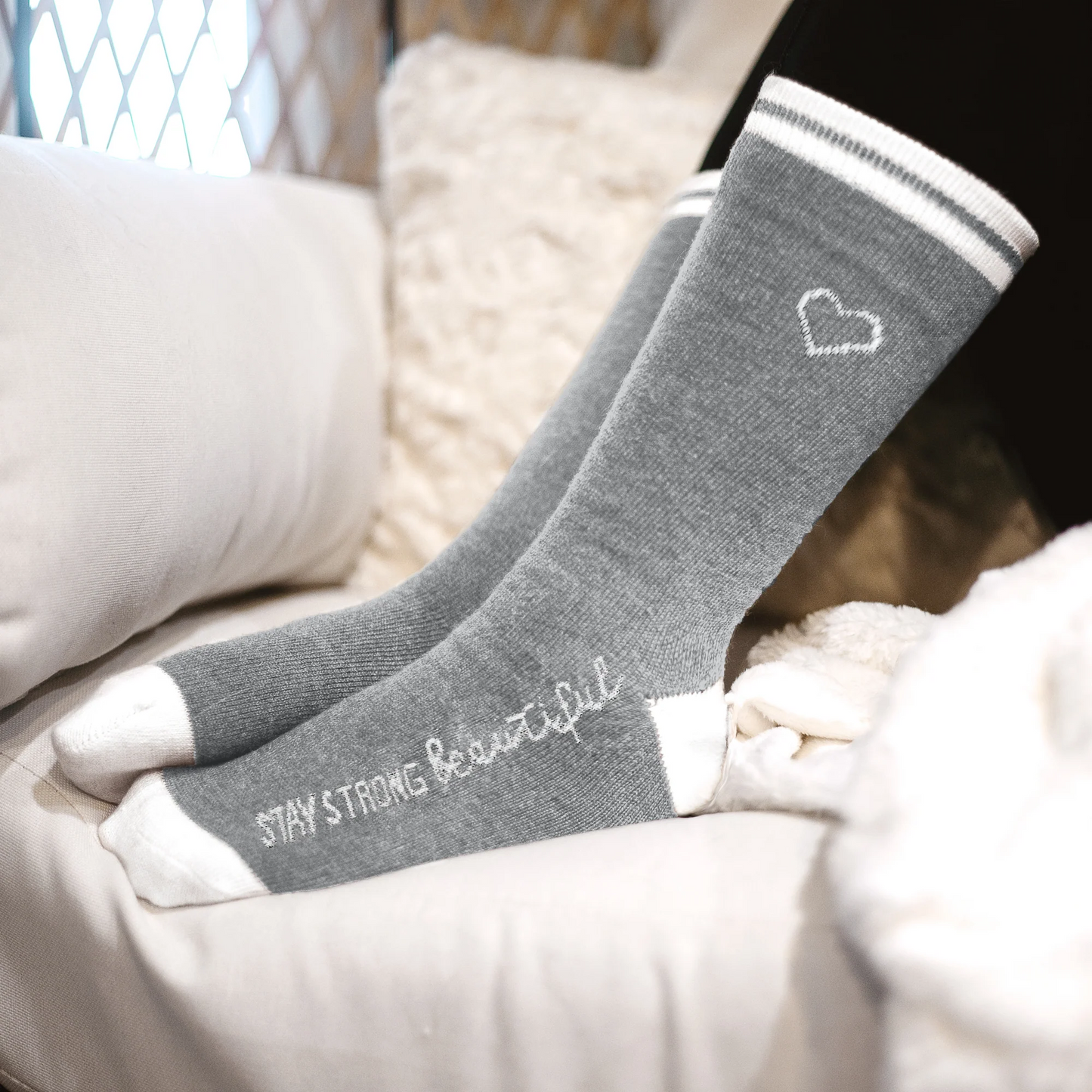 Stay Strong, Ladies Crew Socks