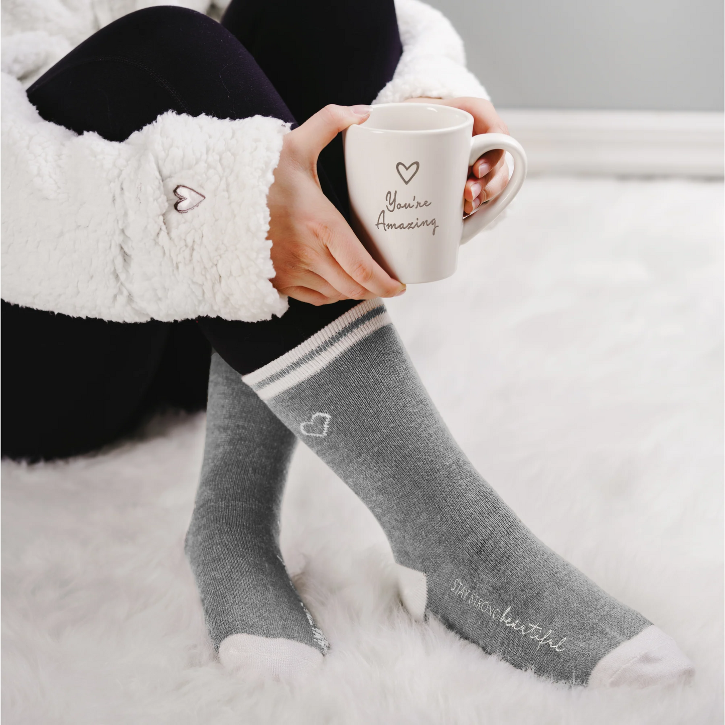 Stay Strong, Ladies Crew Socks