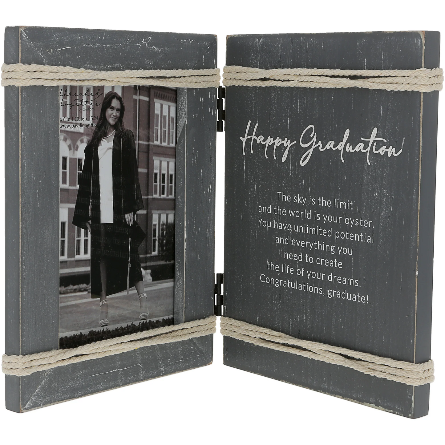 HAPPY GRADUATION 5.5" X 7.5" HINGED SENTIMENT FRAME (HOLDS 4" X 6" PHOTO)