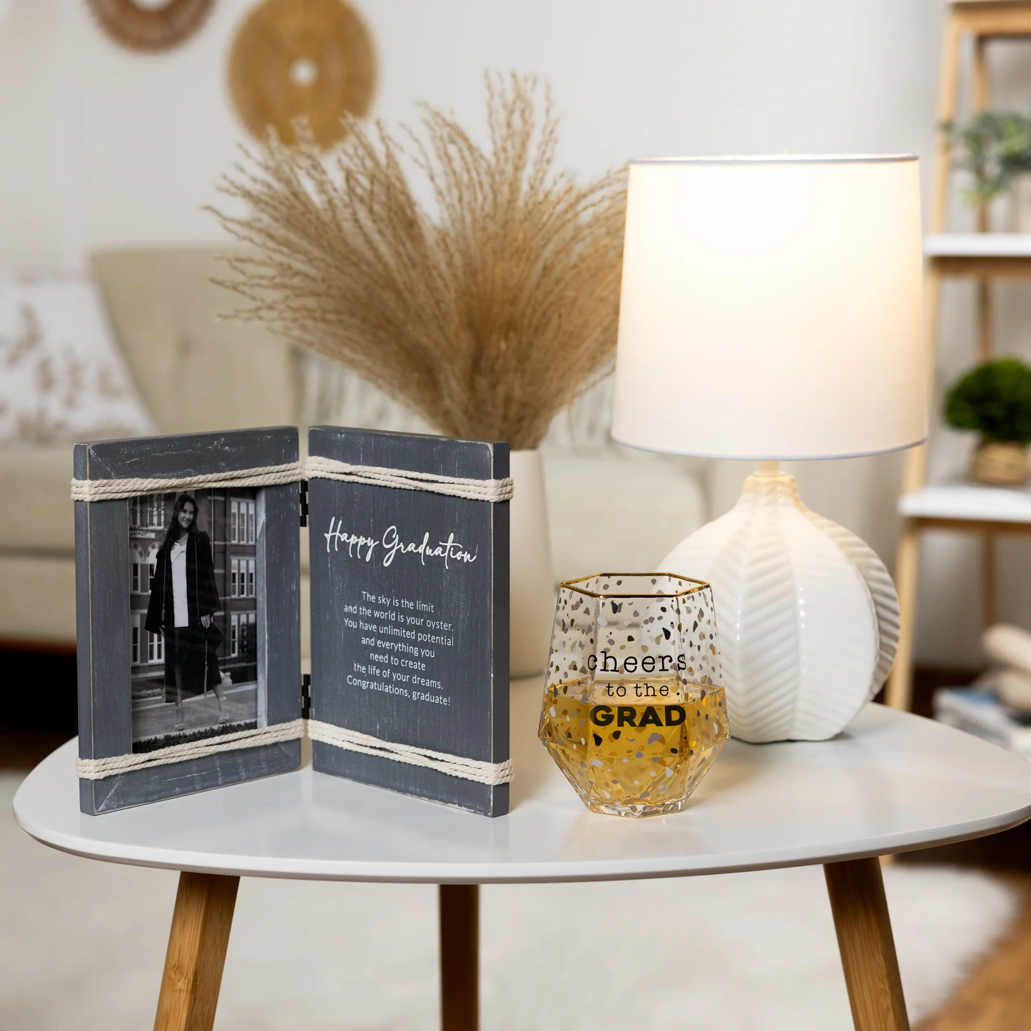 HAPPY GRADUATION 5.5" X 7.5" HINGED SENTIMENT FRAME (HOLDS 4" X 6" PHOTO)