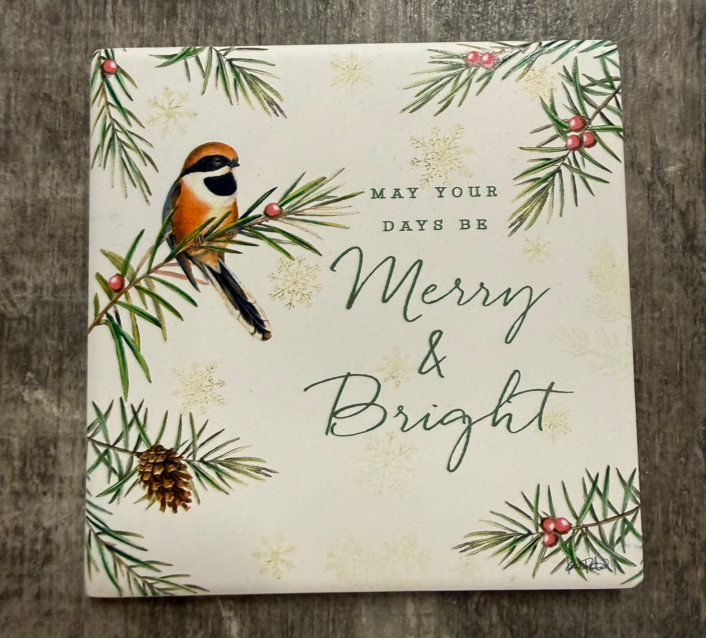 Ceramic Coasters with Birds & Sentiments, Set of 4