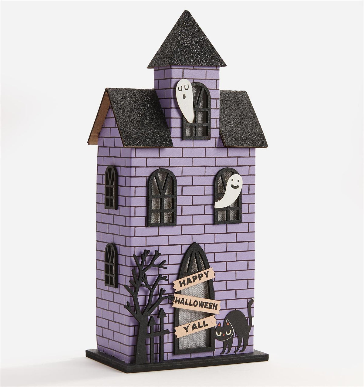 Purple & Black LED Halloween House Table Decor