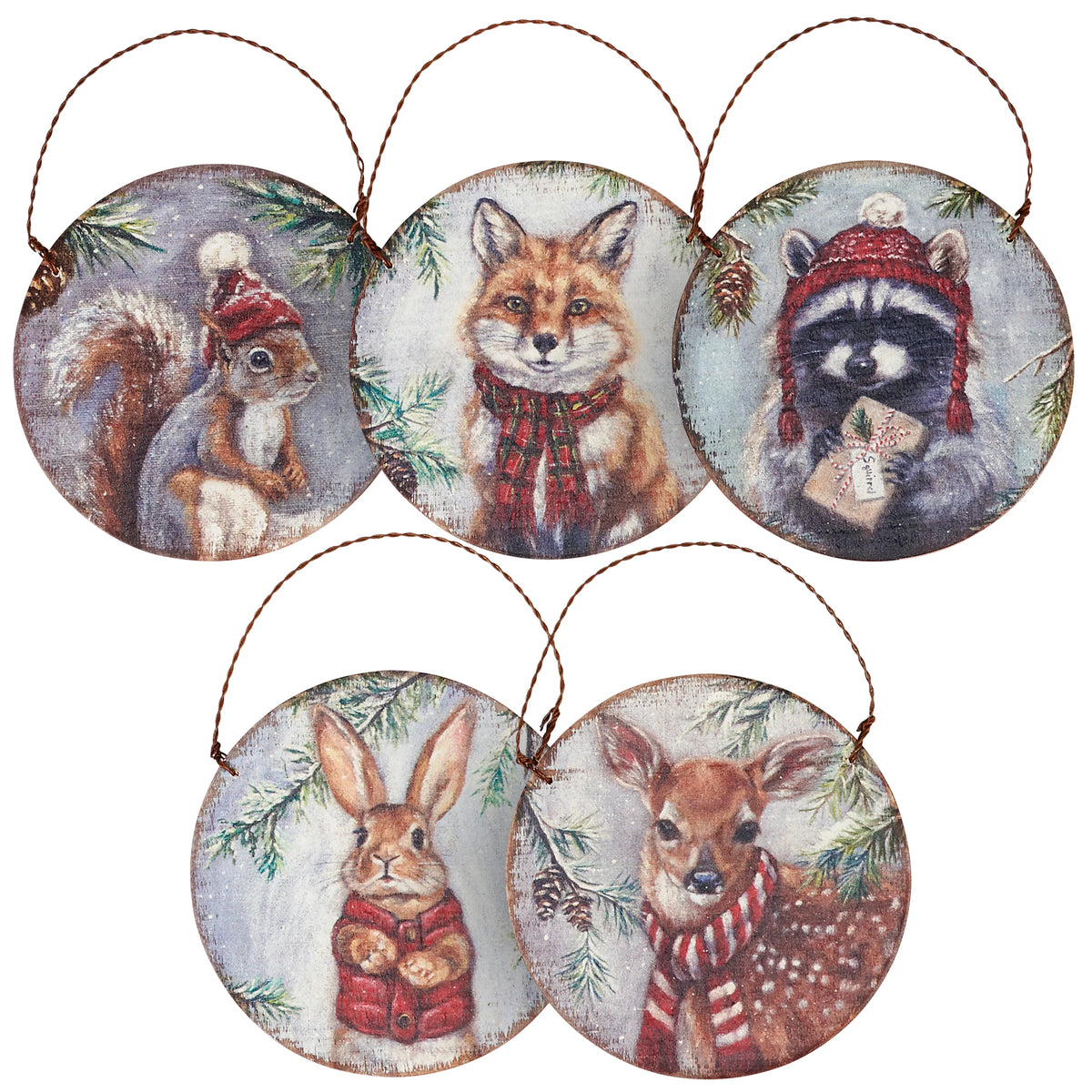 Winter Animal Ornament Set of Five
