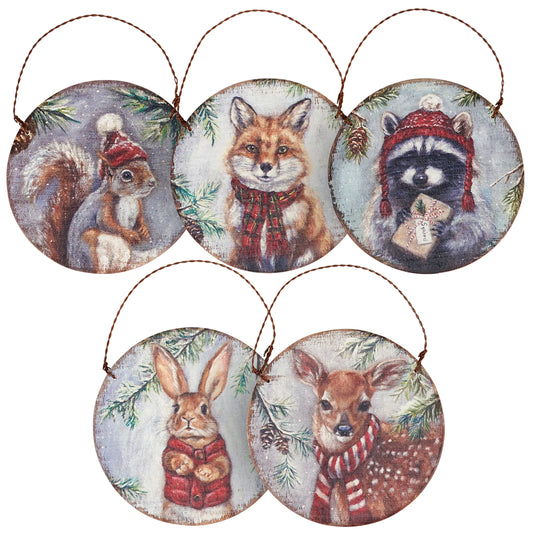 Winter Animal Ornament Set of Five