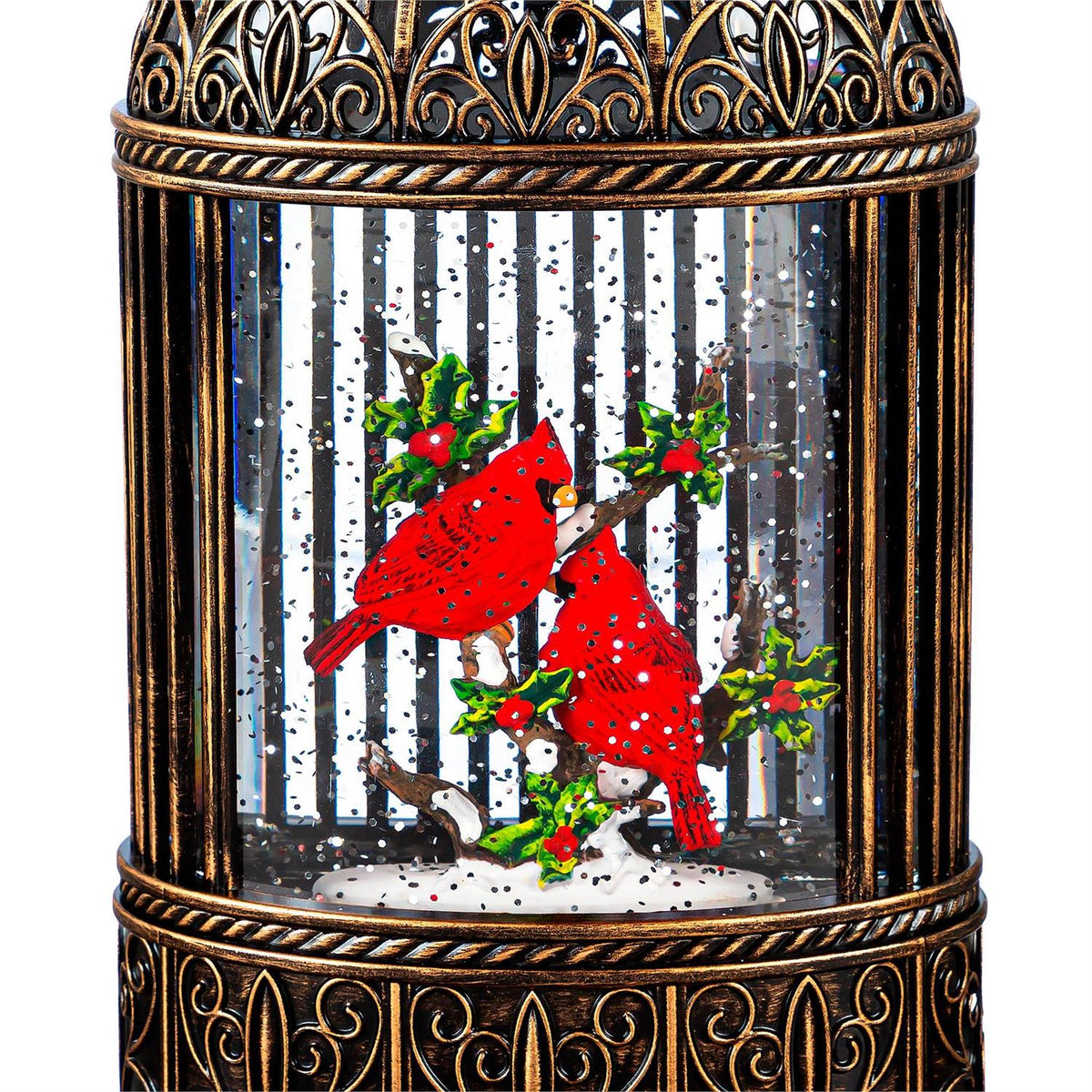 Snowbirds LED Table Decor Cardinal in Birdcage Plastic Water Lantern, 11.75"H