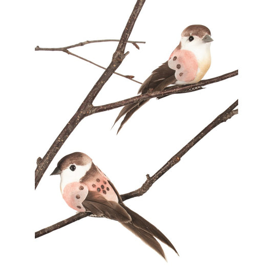 BIRDS, PINK & BEIGE, PKG OF 2