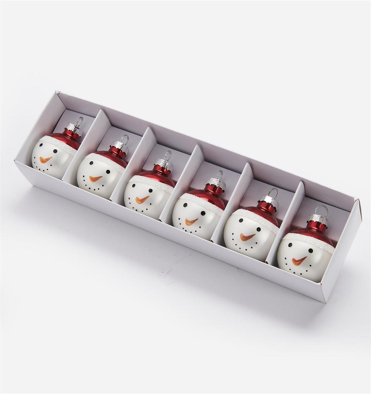 White Snowman Glass Place Card Holder, Set of 6