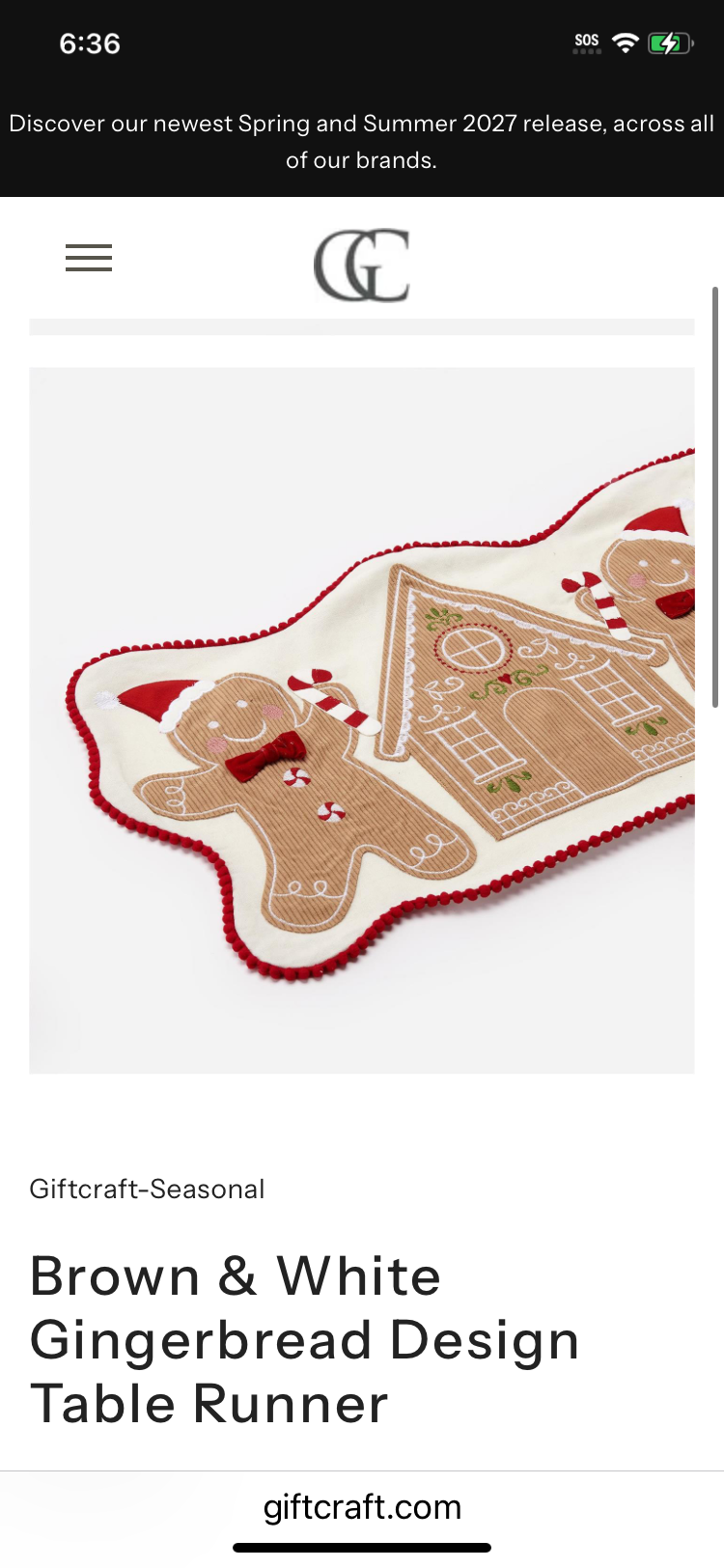 Brown & White Gingerbread Design Table Runner