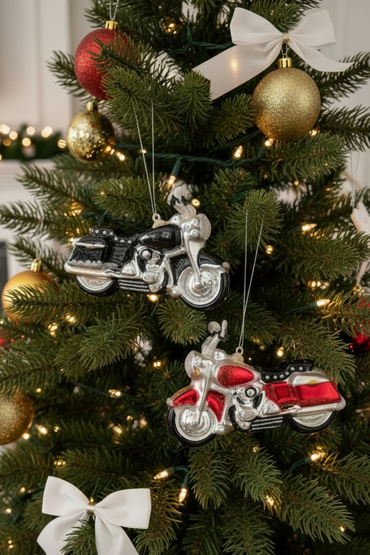 Glass Motorcycle Ornament, 2 Assorted Colours (sold individually)