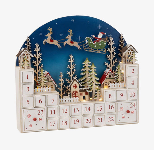 Wooden Advent Calendar with LED Lights