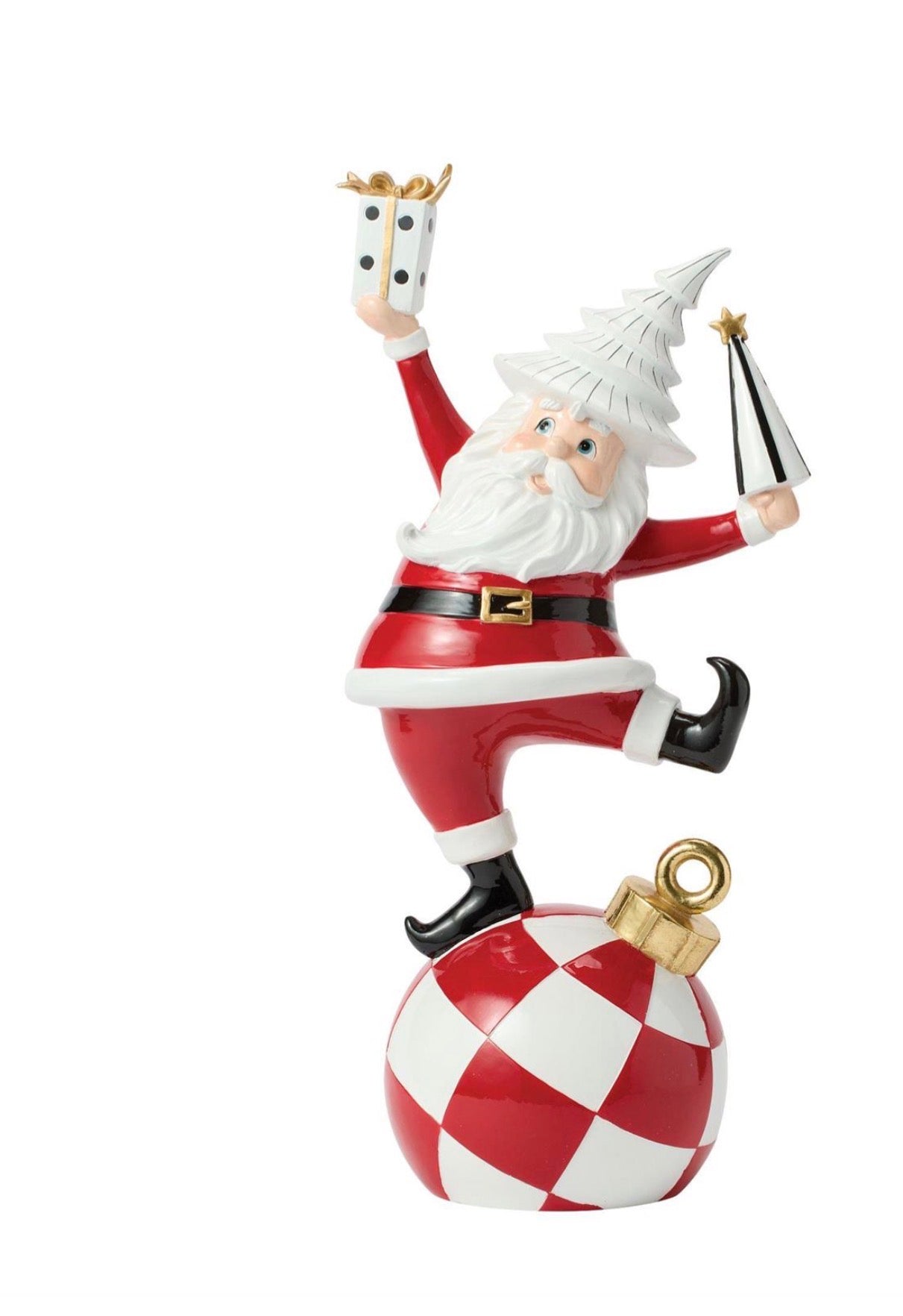 Santa with Tree and Giftbox, 17.5 Inches