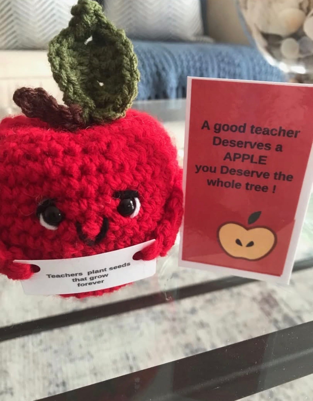 Handmade Crocheted Apple with Sentiment