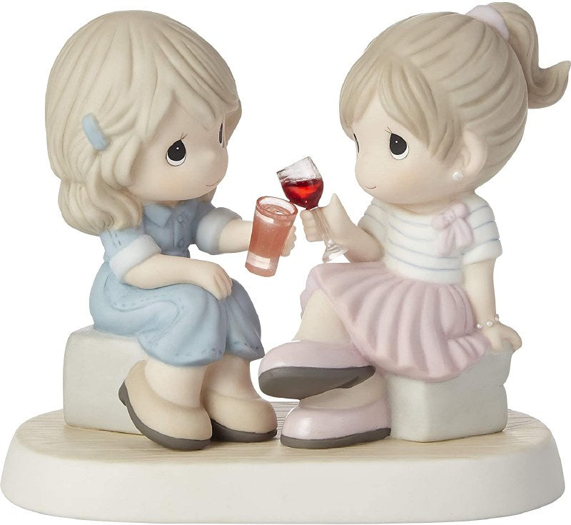 Some friendships stand the test of time, a lifetime of mutual support to celebrate the good times and to comfort during the rough ones.
This perfect pair raises their glasses to toast the special bond they share. No doubt their differences complement one another while their shared experiences have brought them as close as sisters.
Give this figurine to a friend who has made all the difference in your life. It makes a thoughtful birthday gift, holiday present, or “just because” or “thinking of you” gift.
Mea