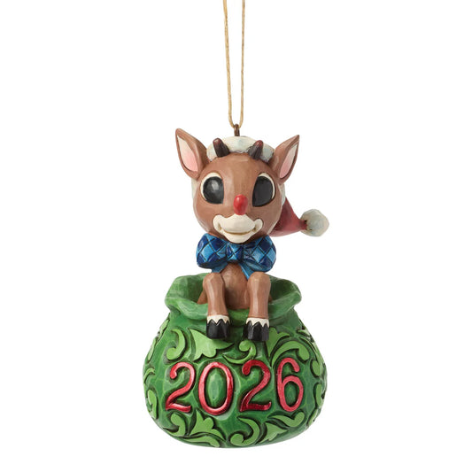 Dated 2026 Rudolph in Bag Ornament by Jim Shore