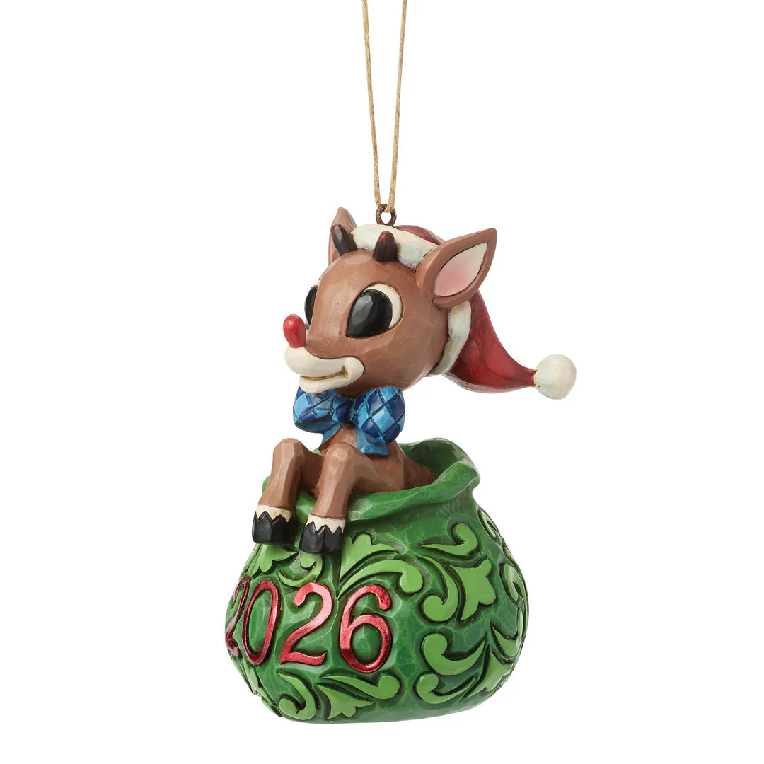 Dated 2026 Rudolph in Bag Ornament by Jim Shore