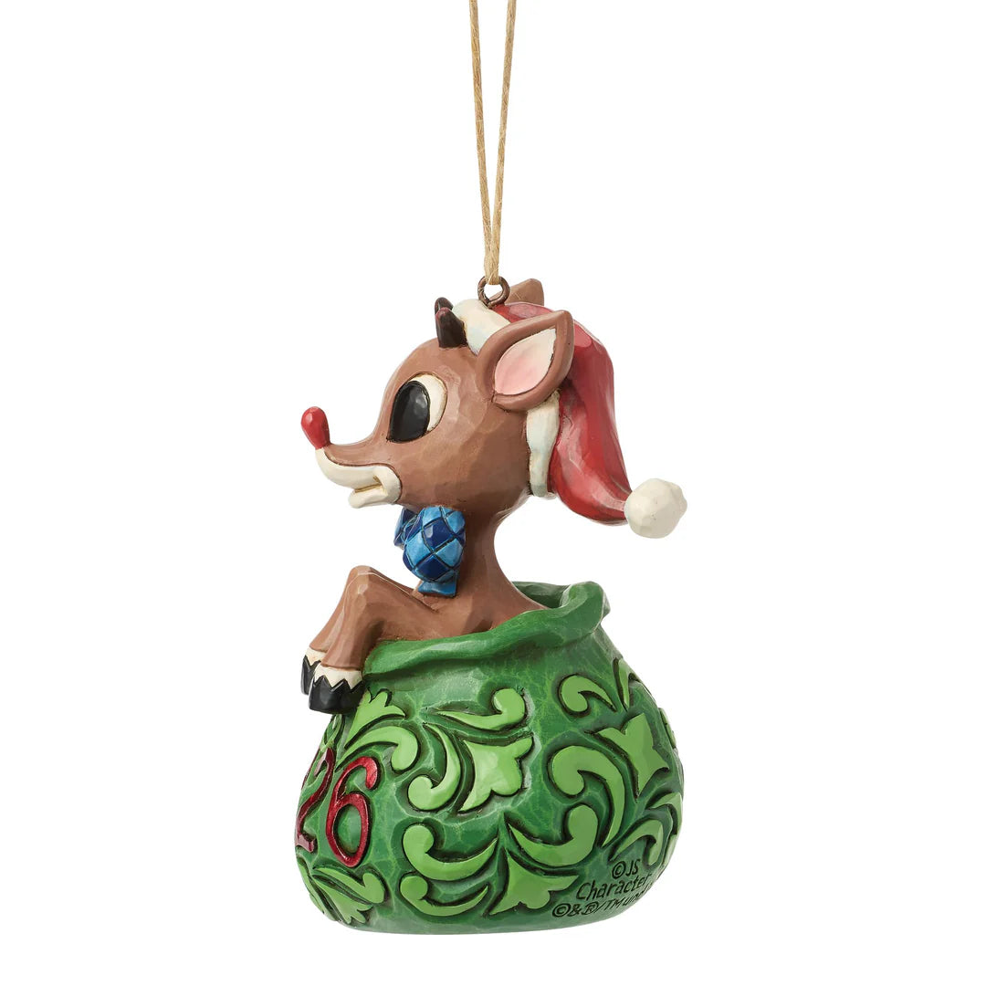 Dated 2026 Rudolph in Bag Ornament by Jim Shore