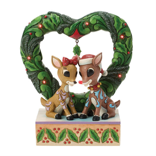 Rudolph &Clarice Heart Wreathe Figurine by Jim Shore