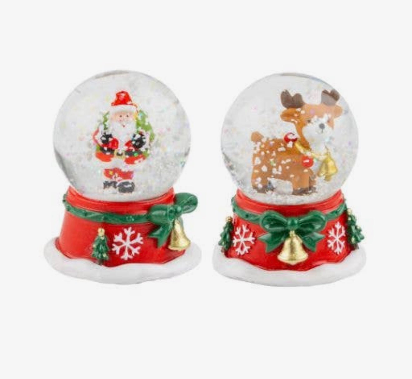 Assorted Resin Red Base  Snowglobes, 2 Assorted (sold individually)