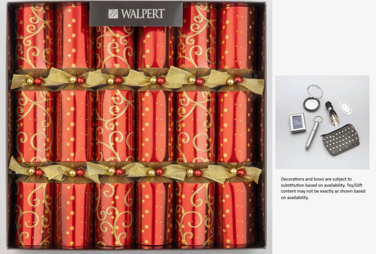 Elegant Christmas Crackers, 12 inches, Pack of Six