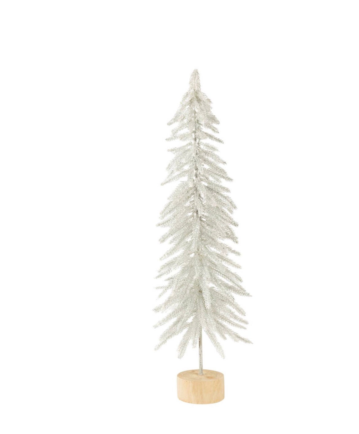 Frosted Tree with Silver Glitter on White Branches, 22 Inches