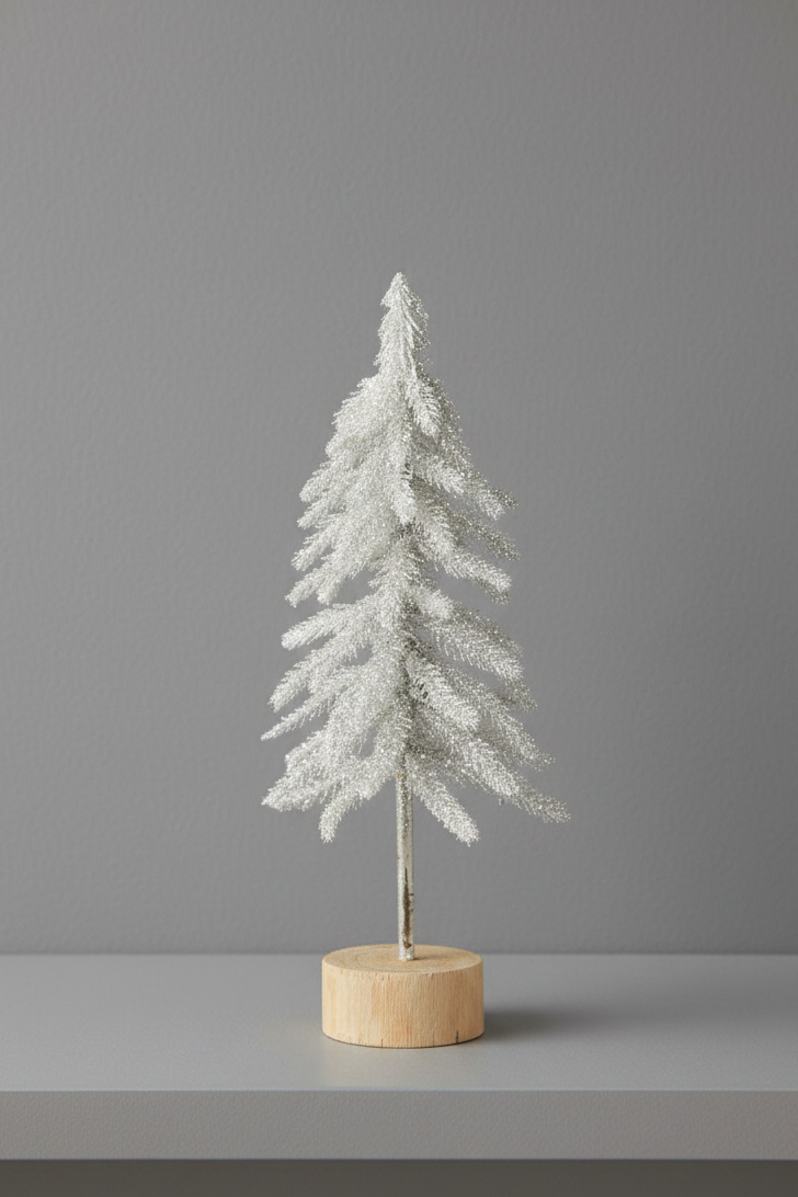 Frosted Silver Glitter on White Tree Branches, 11 Inches