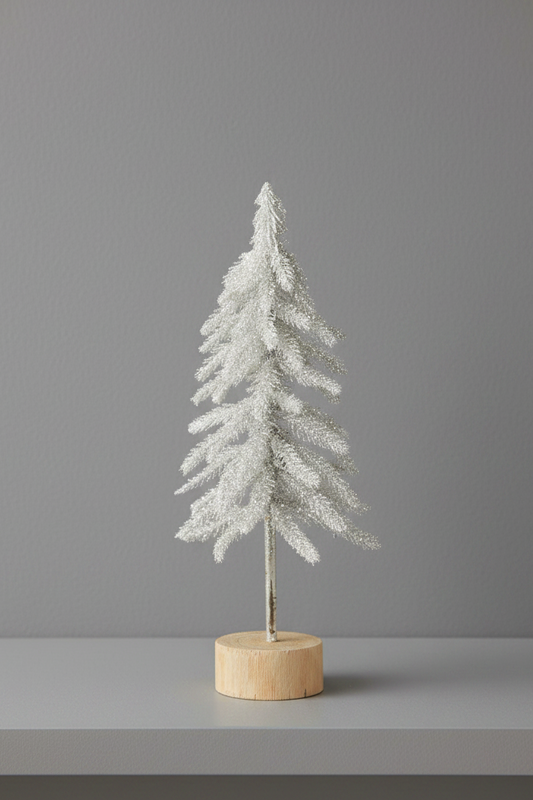 Frosted Silver Glitter on White Tree Branches, 11 Inches