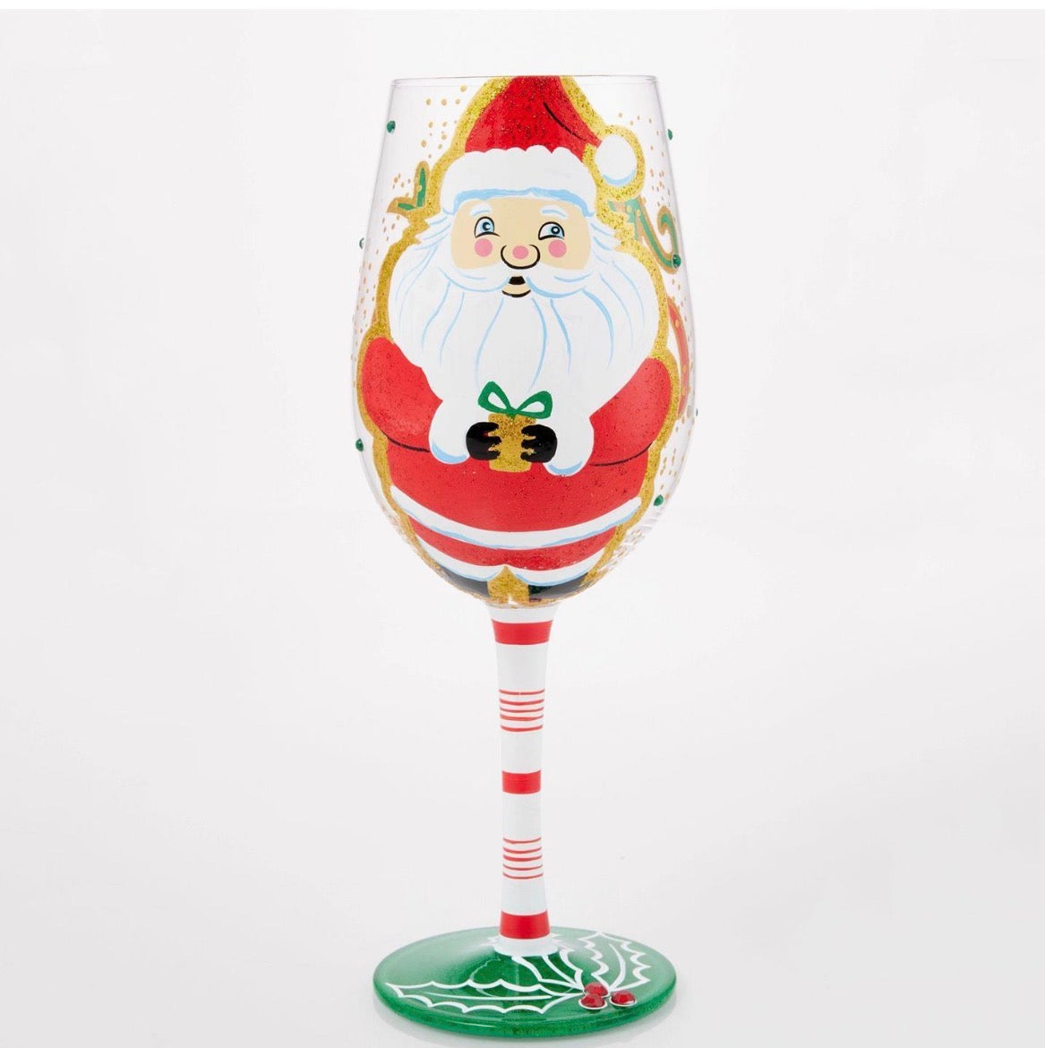 Here Comes Santa Claus Wine Glass by Lolita
