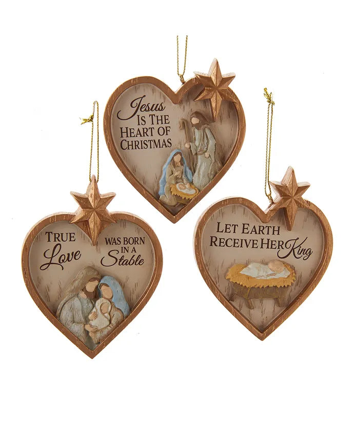 Heart Shaped Nativity Ornaments (sold individually)