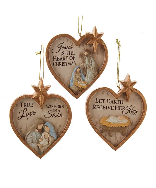 Heart Shaped Nativity Ornaments (sold individually)