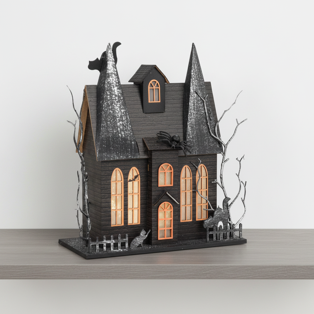 Large Spooky LED Light Mansion, 12 Inches ahigh