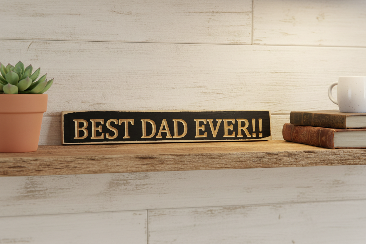 Best Dad Ever – 1′ Wooden Sign – Black