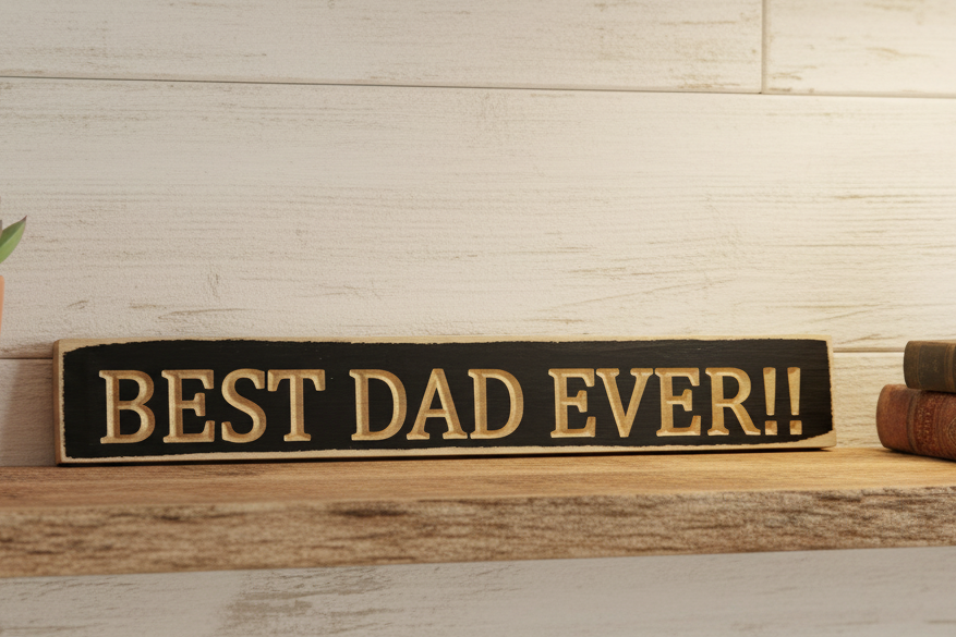 Best Dad Ever – 1′ Wooden Sign – Black