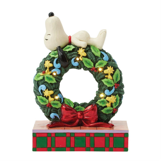 Snoopy Sleeping on LED Wreath by Jim Shore