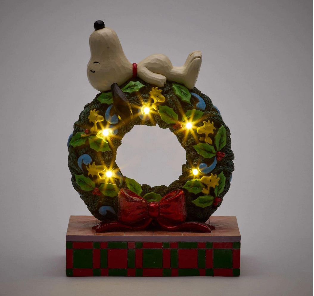 Snoopy Sleeping on LED Wreath by Jim Shore