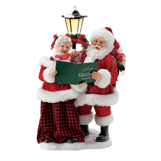 Singing Christmas carols is a much-loved part of the holiday season. This Possible Dreams collectible piece features a loop of 8 Christmas songs as well as a lit lamp for Mr. and Mrs. Claus to use to see the notes.
Lights Up, Musical, Battery Operated 3-AAA Required
Figurine
13.5in H
Part of the Department 56 Possible Dreams Collection
Designed in the USA
From the #1 Santa Brand
Stiffened fabric and hand-painted details
Christmas Traditions Collectible