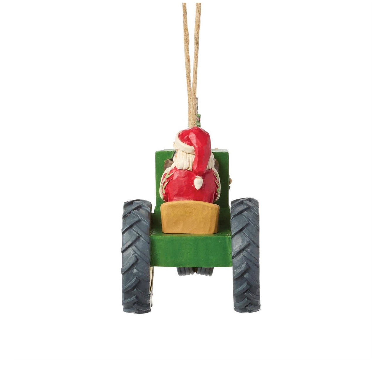 Santa John Deere Tractor Hanging Ornament