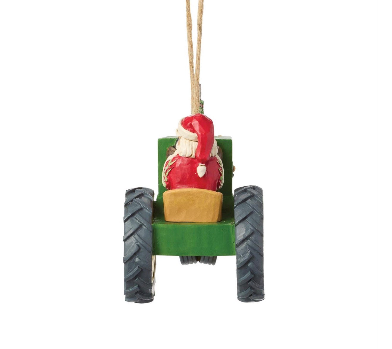 Santa John Deere Tractor Hanging Ornament
