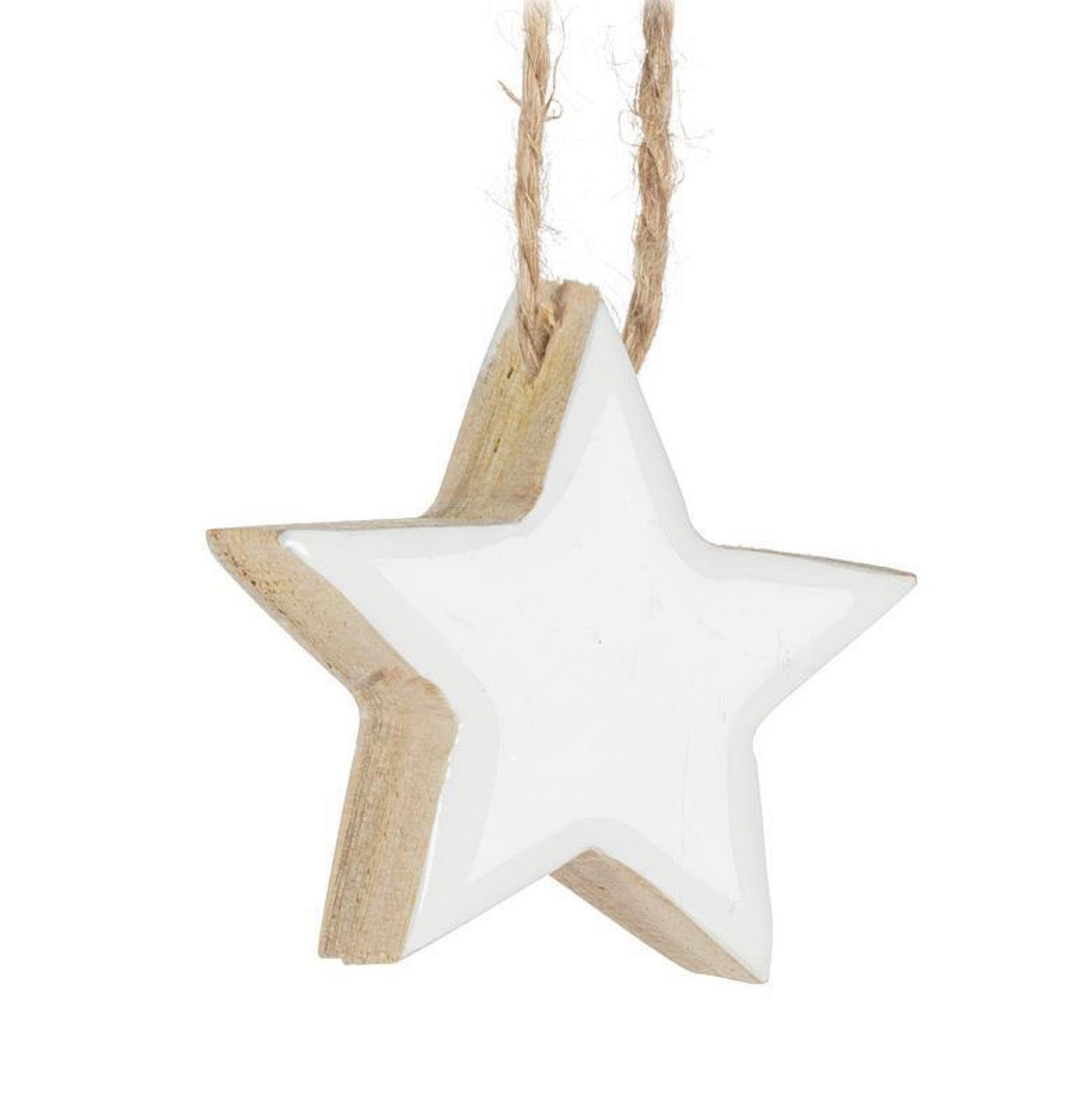 Wood Star Ornament, Mangowood & Ceramic