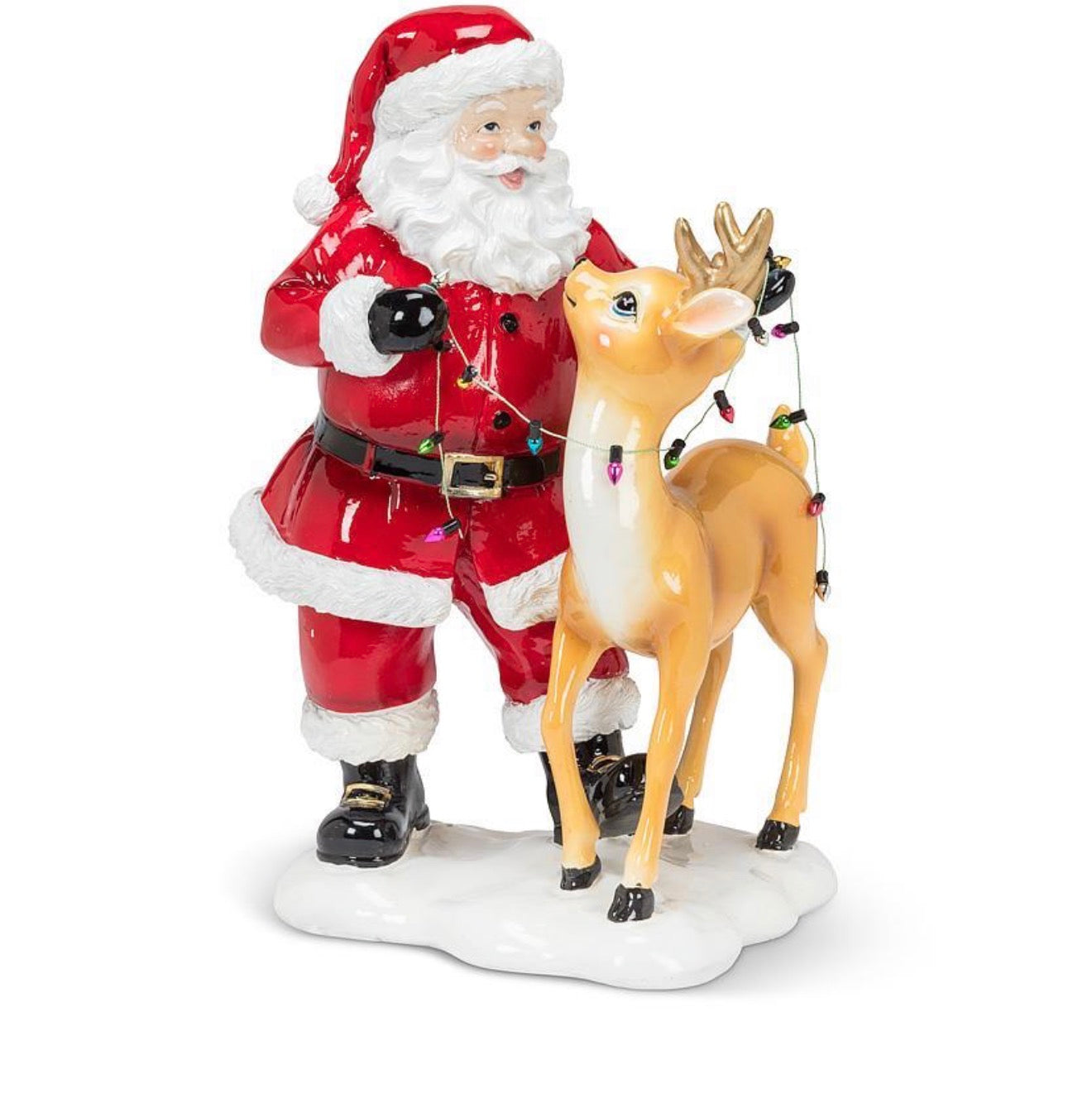 Santa & Reindeer with Lightstring