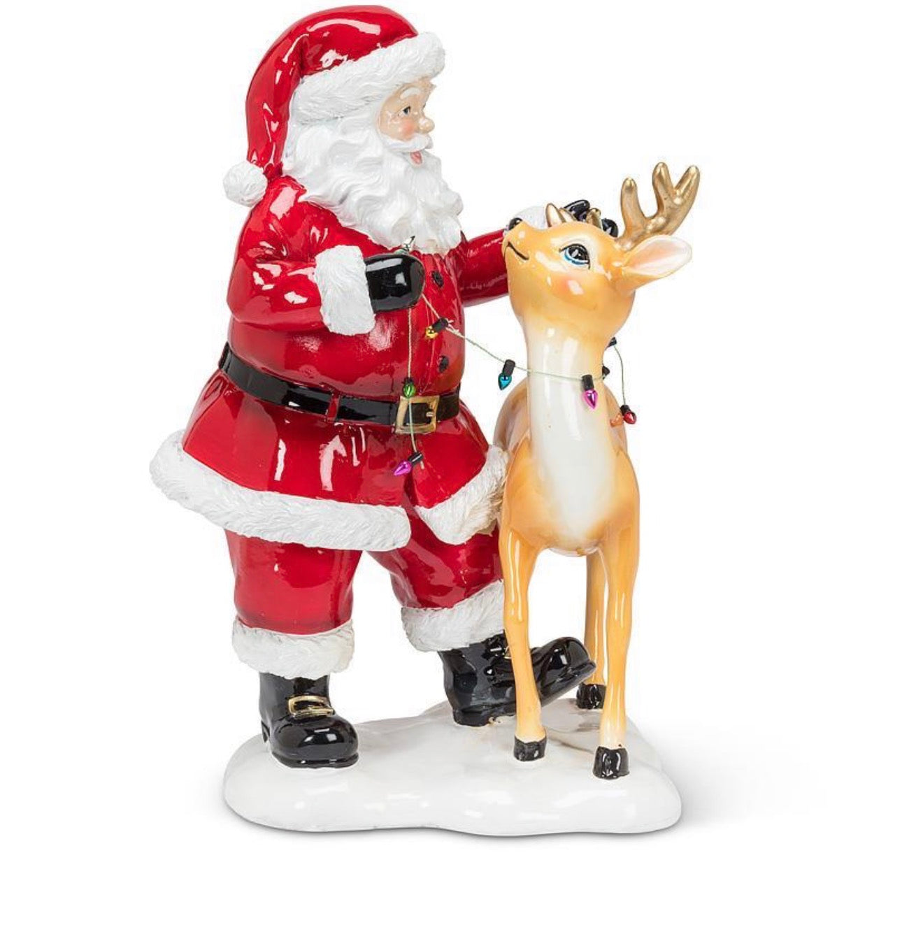 Santa & Reindeer with Lightstring