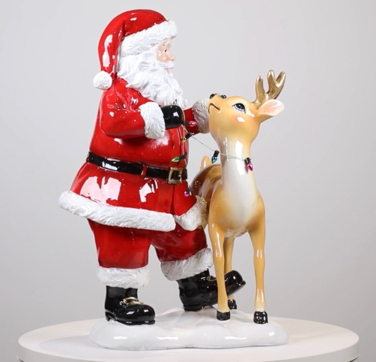 Santa & Reindeer with Lightstring