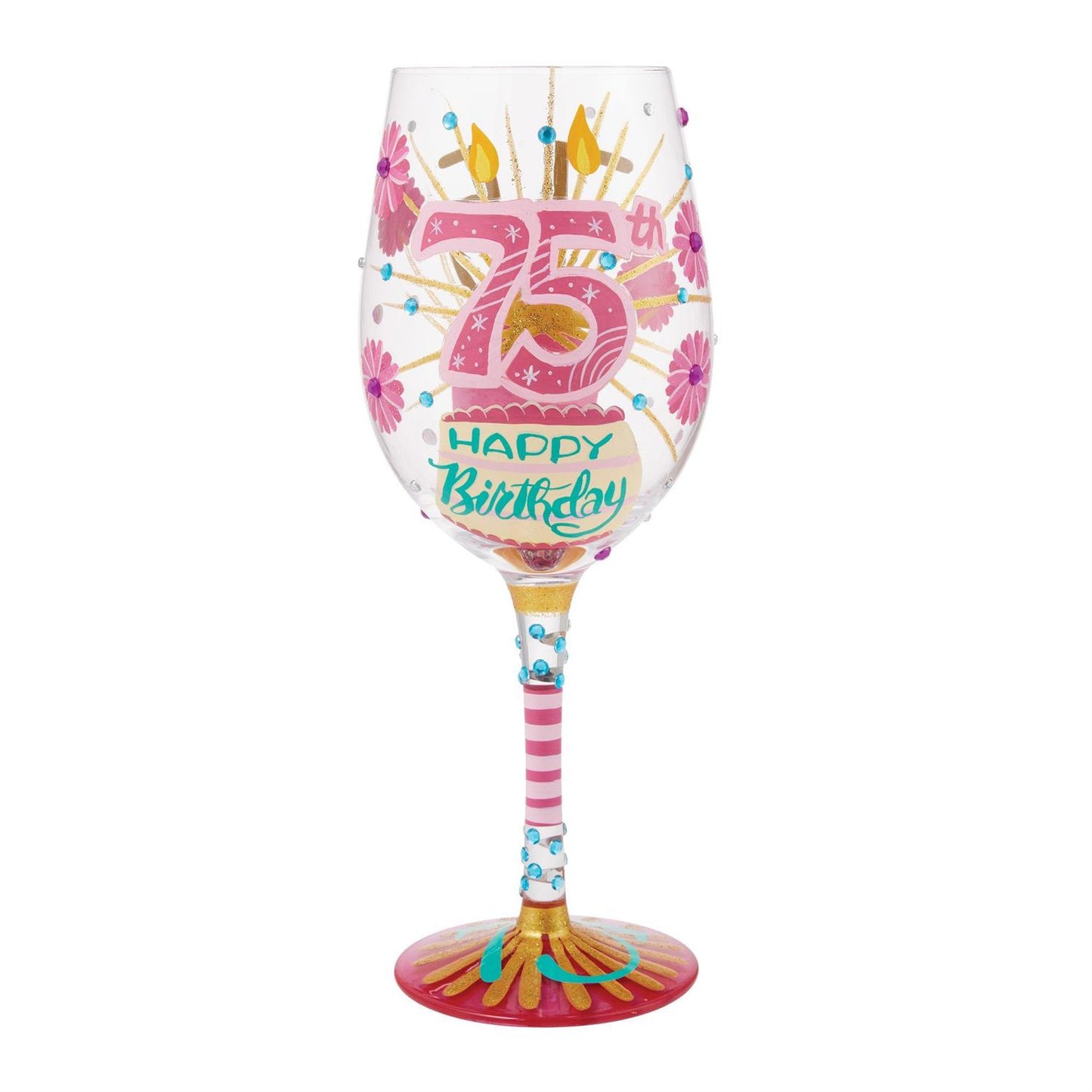 Happy 75th Wine Glass by Lolita