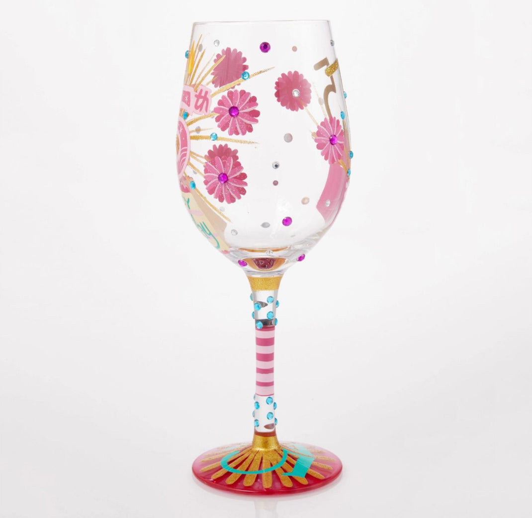 Happy 75th Wine Glass by Lolita