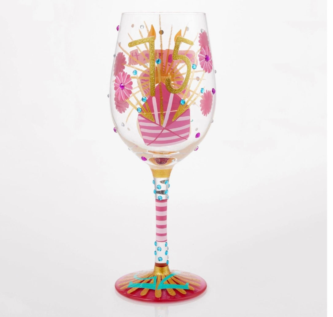Happy 75th Wine Glass by Lolita