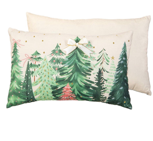 Shades of Emerald Throw Pillow Lumbar Trees, 16"L x 10"H