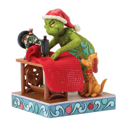 Grinch Sewing Santa Suit Figurine by Jim Shore