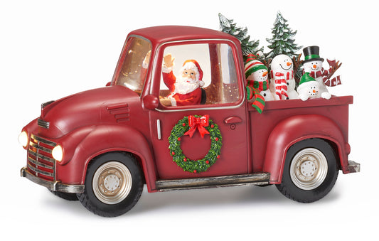 Roman 7 Inch Truck with Santa & Snowmen Waterglobe