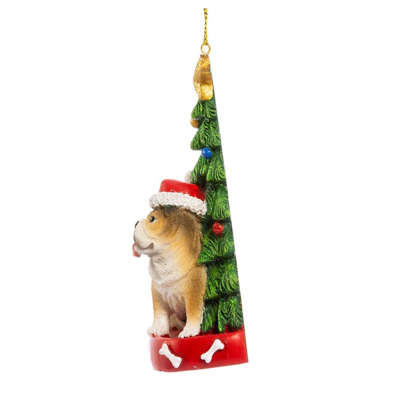Bulldog With Christmas Tree Ornament